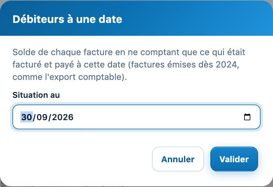 Débiteurs à une date