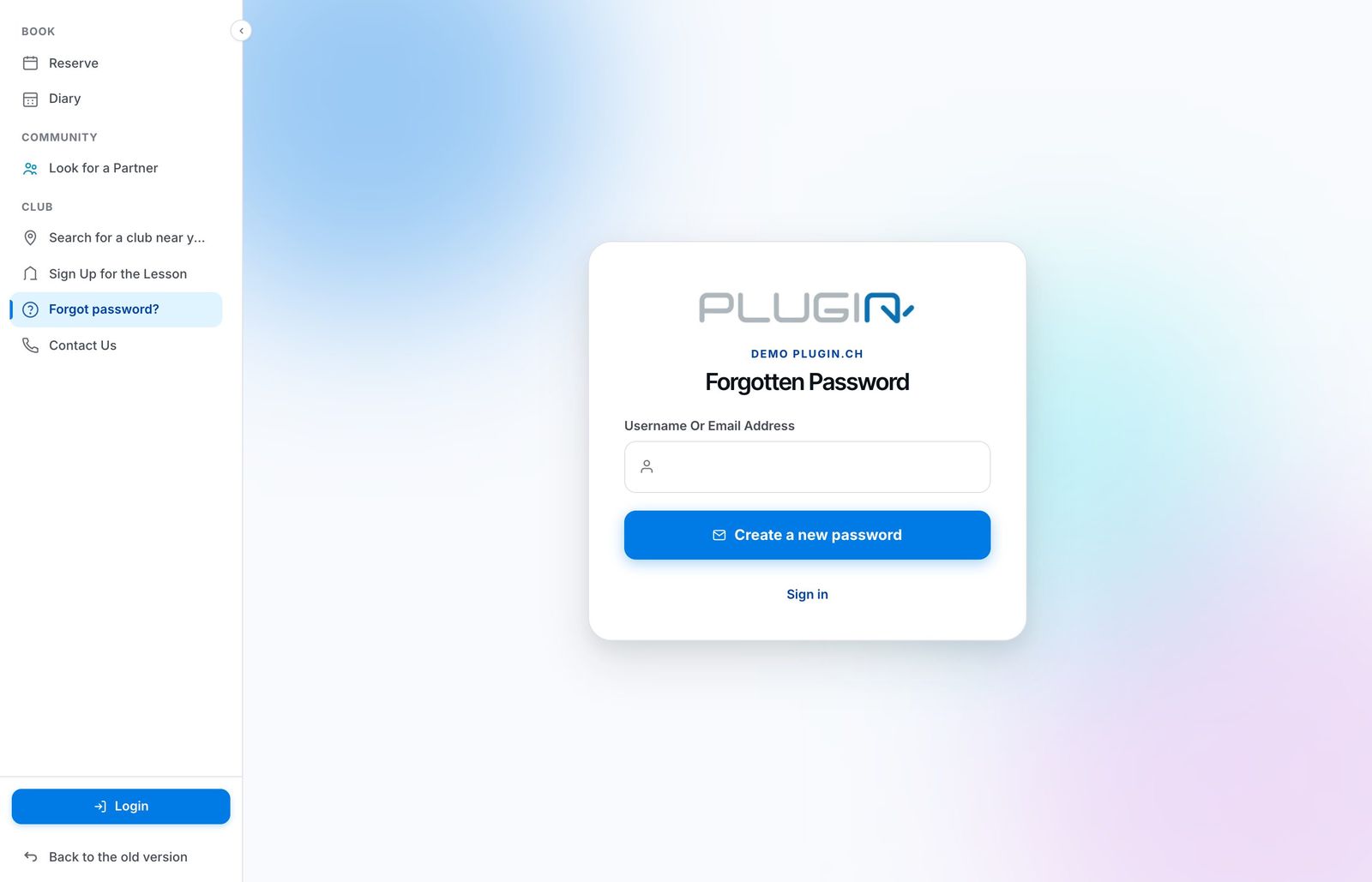 The Forgot password page