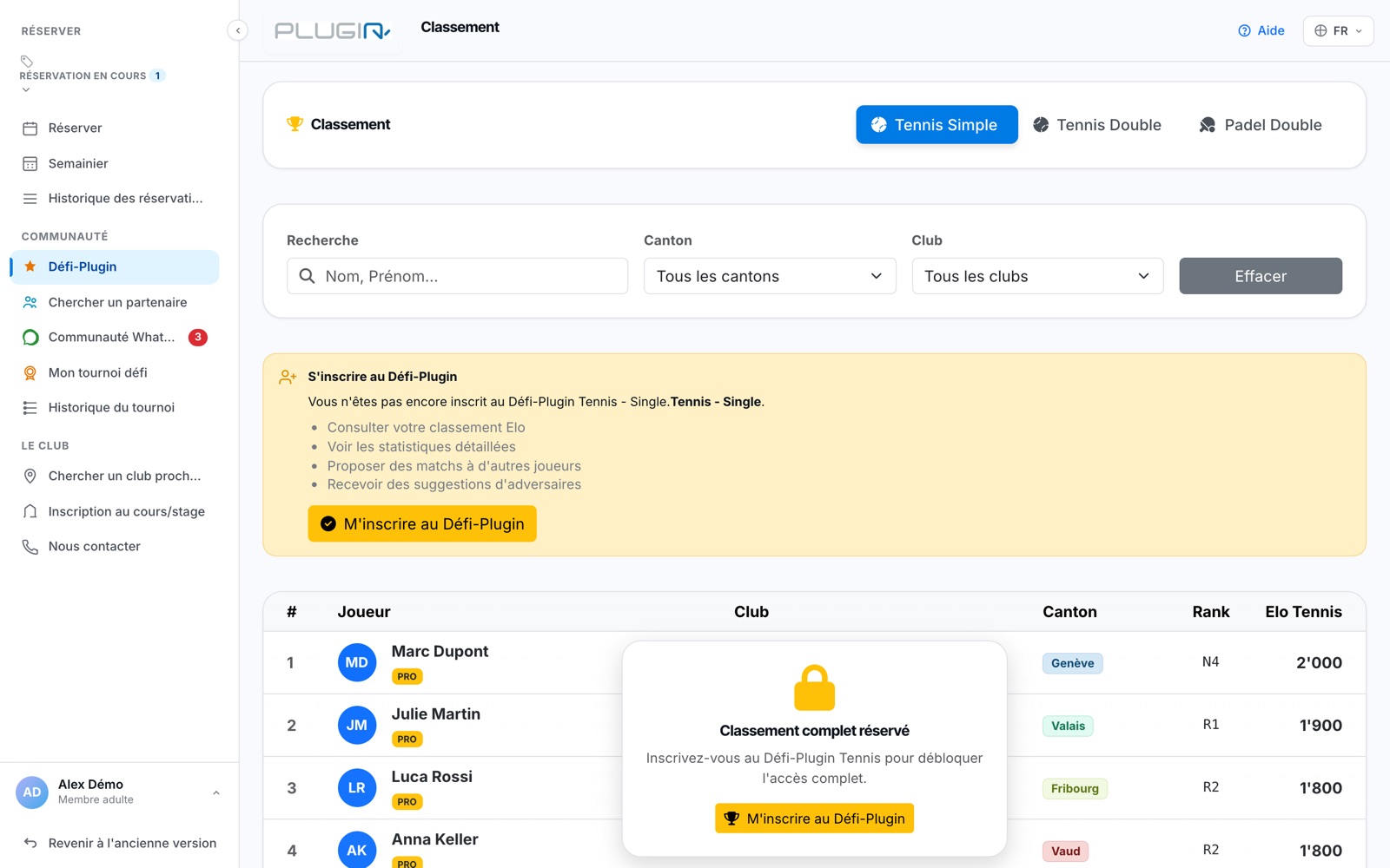 Le classement du Défi-Plugin