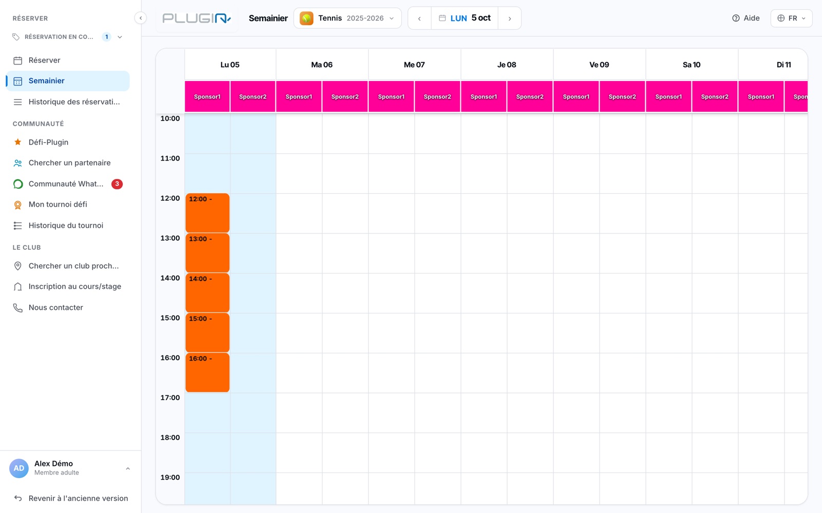 La vue semainier